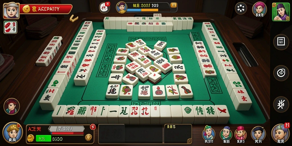 Tampilan gameplay ACEPARTY yang memukau dalam permainan Mahjong.