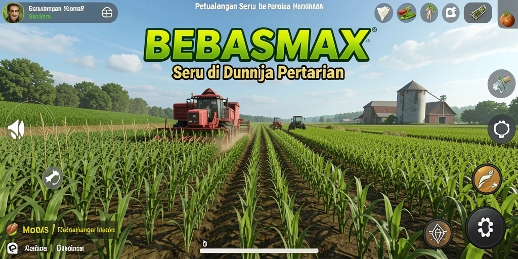 Screenshot BEBASMAX menampilkan aksi bertani yang menyenangkan.