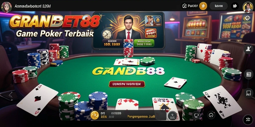 Tampilan gameplay Poker yang mendebarkan di GRANDBET88.