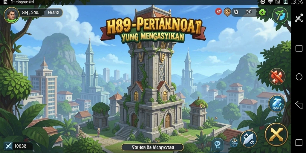 Screenshot gameplay H89 menunjukkan menara yang strategis dan serangan musuh.