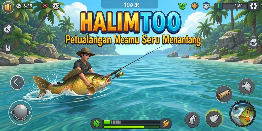 Tampilan menarik dari gameplay memancing di HALIMTOTO yang menantang.