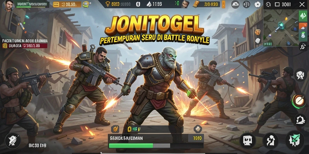 Tampilan gameplay seru dalam JONITOGEL dengan pertempuran mendebarkan.