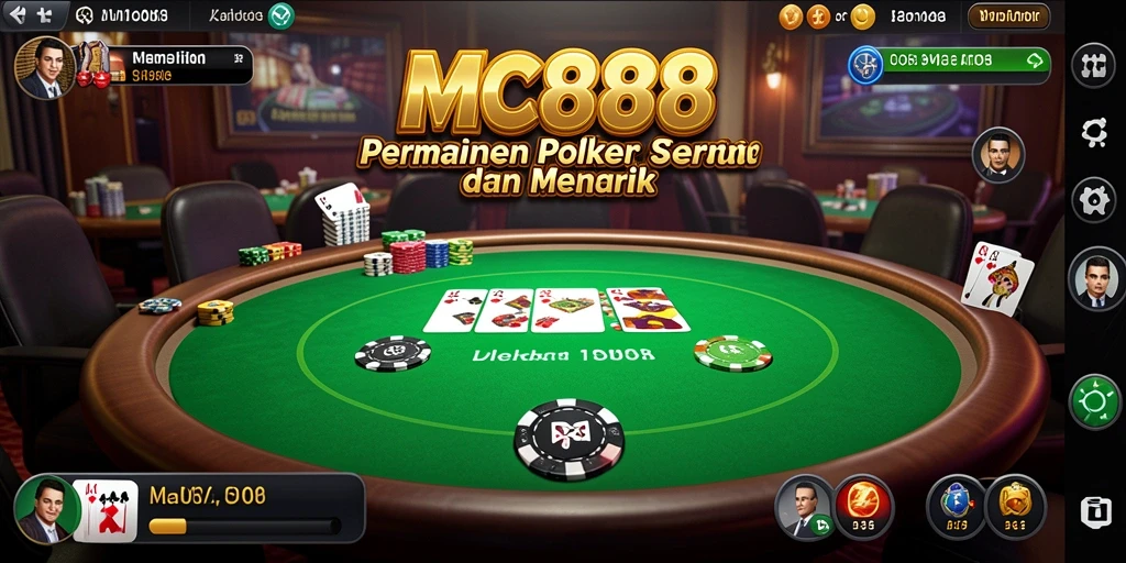 Screenshot gameplay MC888 menampilkan aksi Poker yang mendebarkan.