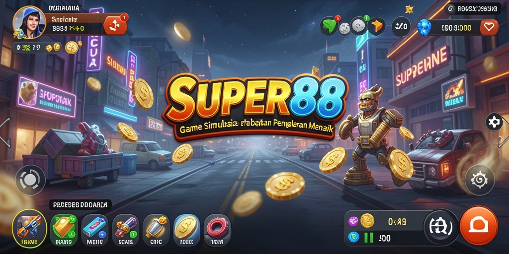 Tampilan screenshot utama SUPER88 menampilkan gameplay simulasi yang menarik.