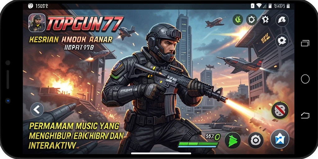 Tampilan utama gameplay TOPGUN77 dengan interaksi musik yang menarik.