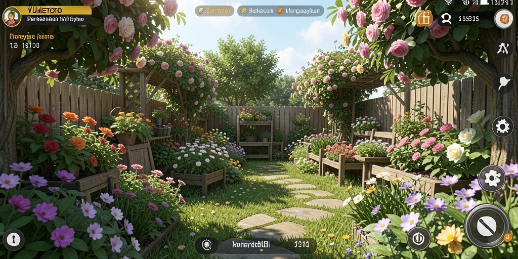 Tangkapan layar gameplay YUMETOTO menampilkan ladang yang hijau dan hewan peliharaan.