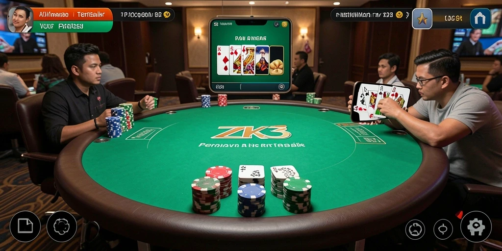 Tampilan utama ZK3 menampilkan gameplay Poker yang seru dan interaktif.